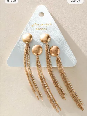 Free People Brandy‎ Fringe Pin Set NWT Gold thumbnail 1