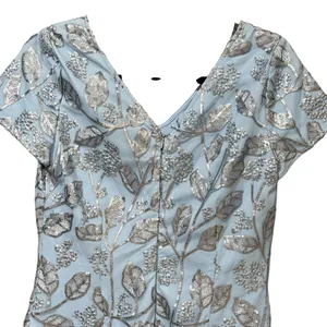 JS‎ Collections Womens Light Blue Silver Sequin Leaf Sheath Dress Size 6 8617397 thumbnail 5