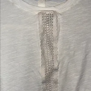 Pilcro Anthropologie Women's White Lace shirt casual button accents Medium thumbnail 3