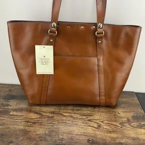 New Patricia Nash Benvenuto Large Leather Tote Bag Cognac 15 Year Anniversary thumbnail 3