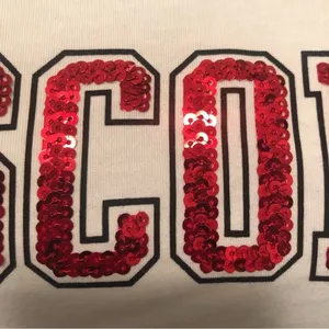 Pink VS Collegiate Collection WISCONSIN BADGERS White Crew Neck Tee Sz. M BLING thumbnail 5