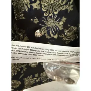 Venus Floral Metallic Jacquard Blazer Jacket Size 10 Gold Navy Black thumbnail 5