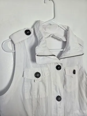100% Cotton White Utility Vest Lightweight Gorpcore Hiking Outdoor Medium thumbnail 4