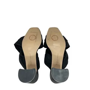 Adrienne Vittadini Black Faux Suede Crisscross Block Heel Mules Square Toe 9M thumbnail 7