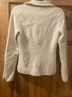 Ann Taylor Cream Shawl-Collar Button Cardigan size small flawed thumbnail 4
