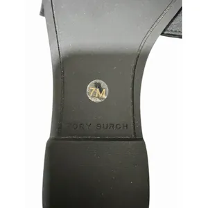 Tory Burch Everly‎ Calf Leather Gold Logo Slide Sandals Black Women's Size 7M thumbnail 9