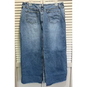 Hydraulic Denim Skirt Button Fly Pockets‎ Back Slit Logo Size 13/14 thumbnail 3