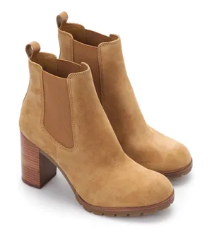 Tory Burch Stafford Suede Ankle Boots Size 8 Tan Beige Pull On Wood Block Heel thumbnail 1