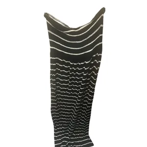 Zenana Striped Black & White Maxi Strapless Dress Small thumbnail 3