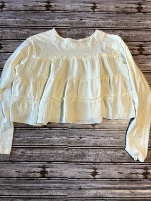 Altar’d State Cream Peplum Cottage Core Long-Sleeve Women’s Top size small thumbnail 2