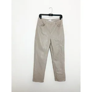 Aritzia Wilfred The Melina Taupe Vegan Leather Straight Leg Pants Size 8 thumbnail 4