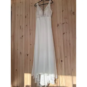 NWT Lulus Forever Promised White Chiffon Embroidered Sequin Maxi Dress Bridal L thumbnail 2