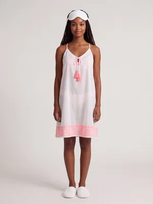 Artisan NY Boho Cotton Resortwear Nightgown pajamas vacation house dress coverup thumbnail 2