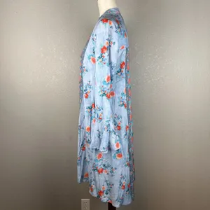 Feathers By Tolani Emilia Dress Size S Blue Floral Modal‎ Pockets Bell Sleeve thumbnail 4