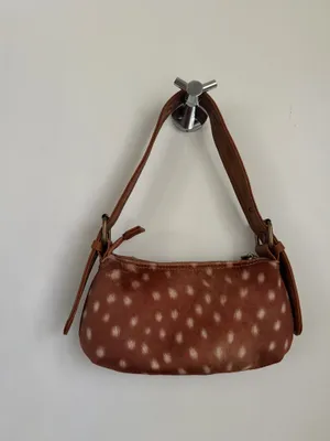 Urban Outfitters Brown Faux Fur Shoulder Bag with White Polka Dots thumbnail 1