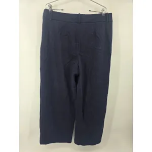 Talbots Sailor Pants Womens 14 Wide Leg Cropped Navy Blue Crest Button EUC thumbnail 4