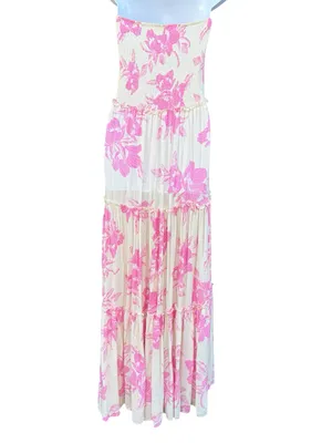LIKE NEW Anthropologie Abel the Label Floral Smocked Tiered Strapless Maxi Dress thumbnail 3