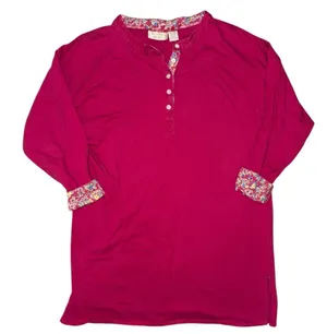 Victoria’s Secret gold label magenta pink floral lined print Henley women’s M/L thumbnail 1