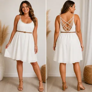 White Beaded Cage Back Mini Dress Womens Size Medium Cream‎ NWT Summer Cocktail thumbnail 2