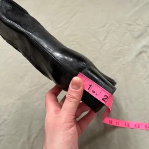 Vintage Black Square Toe Leather Heeled Boots Waterproof Sole Fleece Lined Sz 7 thumbnail 6