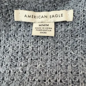 American Eagle Oversized V Neck Striped Sweater Blue White Womens Size Medium thumbnail 5
