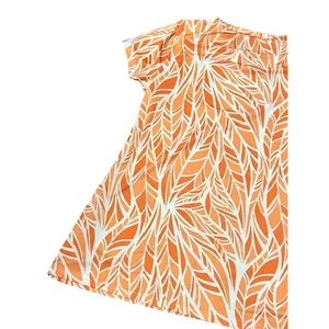 Bon Apple Tea Womens XL Orange White Leaf Print Tunic Blouse Tropical‎ Resort thumbnail 7