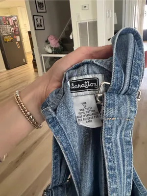 Vintage y2k Xhilaration denim overalls wide leg light wash 90s mom baggy thumbnail 2
