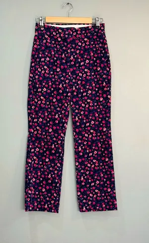 Floral J. Crew Kickout Straight Leg Corduroy Pants Size 00 Like New thumbnail 1