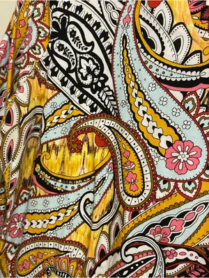 Chico’s Chicos Womens Top Blouse Size 1 M Medium 40” Boho Paisley Pink Yellow thumbnail 5