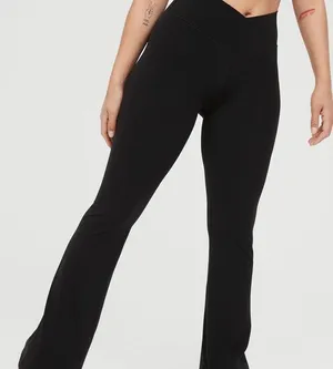 Aerie black crossover flare leggings thumbnail 1