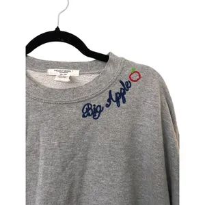 PROJECT SOCIAL T Big Apple Embroidered Crewneck Sweatshirt Gray L/XL thumbnail 4