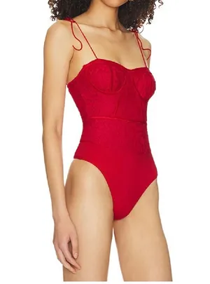 Superdown red lace bodysuit thumbnail 1