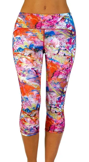 💖Beauty & the Mess Abstract Marble Capri Cropped Leggings‎ Dopamine Maximalist thumbnail 1