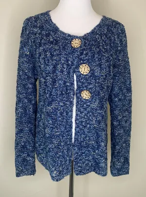 Vintage Blue Cottagecore Cardigan Sweater Sz Medium thumbnail 1