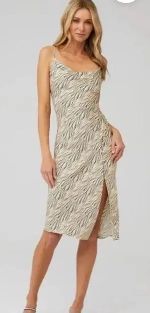 For Love & Lemons Zebra Slip Maxi Dress | Y2K Cowl Neck | Mob Wife Resort S thumbnail 1