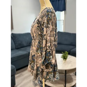 Free People Paisley Floral Mini Dress Small Boho Balloon Sleeve Fall Cottagecore thumbnail 3