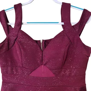 Honey and Rosie VTG Formal Short Dress Burgundy Bling SZ LG Mesh Y2K Baby Doll thumbnail 4