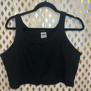 Victoria’s Secret PINK Black crop top tank shirt size XXL thumbnail 1