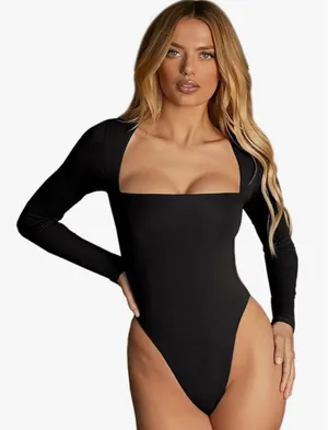 Lila Mor Long Sleeve Bodysuits for Women, Square Neck Body thumbnail 1
