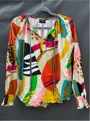 Women's Fate Multi-Color Abstract Print Blouse Size M thumbnail 2
