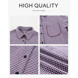 NEW Houndstooth Shacket Jacket Long Sleeve Button Down Shirt XL Purple thumbnail 5