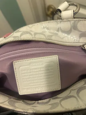 COACH White and Silver Shimmer Signature C Shoulder Purse thumbnail 9