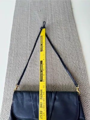 Vintage 80s 90s Navy Gold Genuine Leather Purse Shoulder Bag thumbnail 8