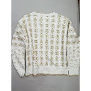 Workshop Republic Clothing Womens Sweater Size S Fair Isle Cream Gold Cozy thumbnail 7