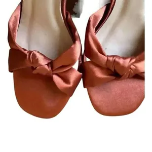 Lulu’s Lucianto Copper Satin Ankle Strap Wooden Platform Sandals SZ 6 thumbnail 13