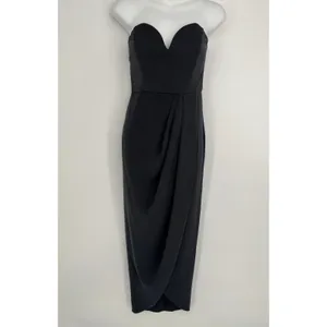 Shona Joy U Wire Bustier Draped Strapless Midi Dress Size 4 Gray Formal Wedding thumbnail 4