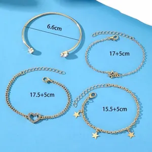 Set of 4 Golden Bracelets with Heart and Stars - Crystals thumbnail 5