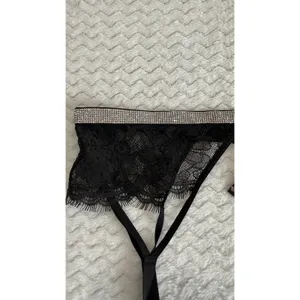 Victorias Secret Very Sexy Black Lace Rhinestone Garter Belt XS/S 535409-QB4 thumbnail 3