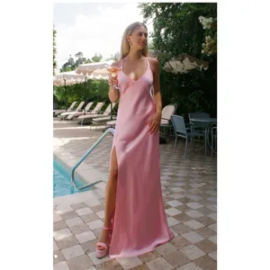 Show Me Your MuMu Anderson Maxi Dress Light Pink Luxe Satin Size Small thumbnail 3