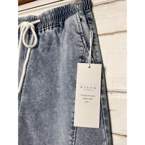 RISEN Light Wash Denim Slouchy Cropped Barrel Wide Leg Jeans Size Small thumbnail 4